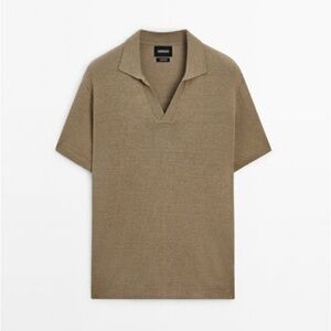 Massimo Dutti Linen blend Knit Polo Size XL